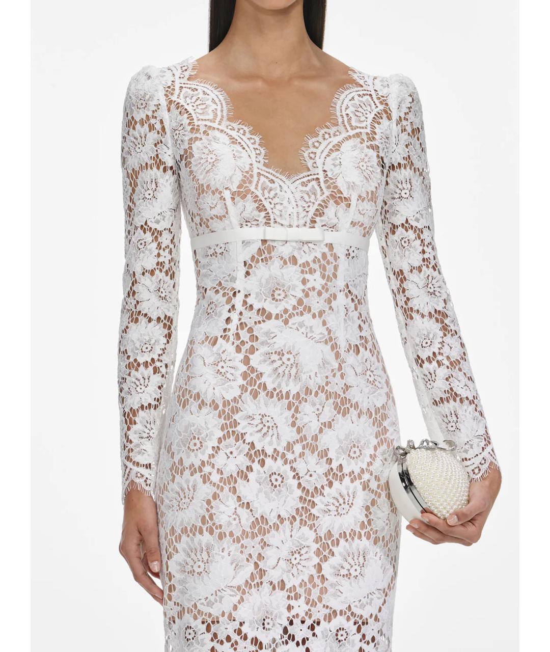 SELF-PORTRAIT Белое полиамидовое повседневное платье, фото 5