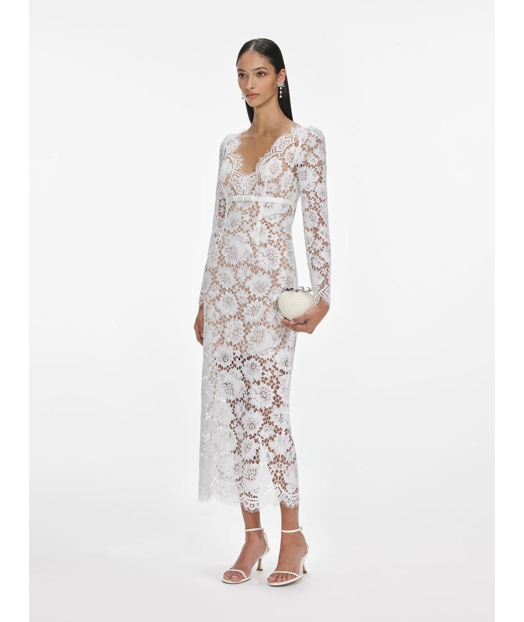 SELF-PORTRAIT Белое полиамидовое повседневное платье, фото 3