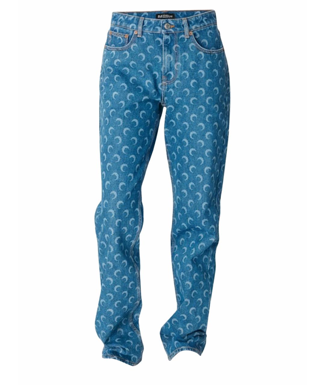 MARINE SERRE Голубые хлопковые прямые брюки, фото 2