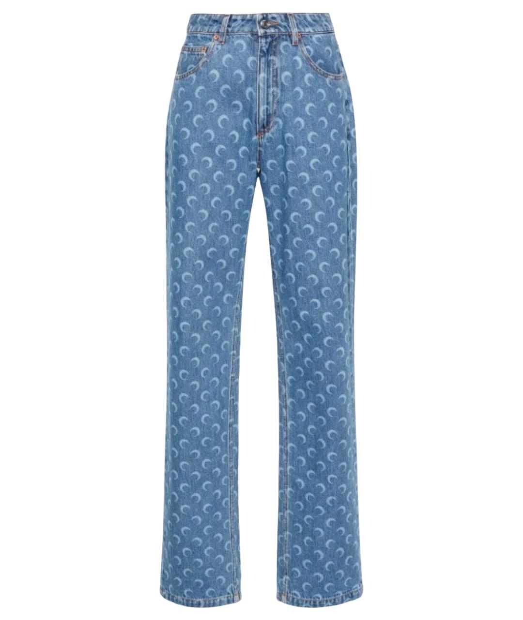 MARINE SERRE Голубые хлопковые прямые брюки, фото 1