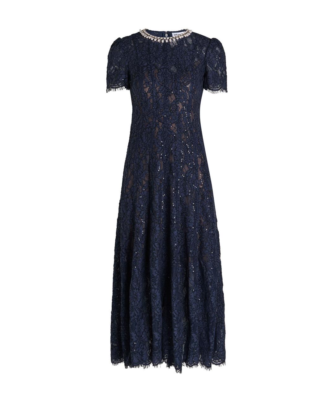 SELF-PORTRAIT Синее вискозное вечернее платье, фото 1