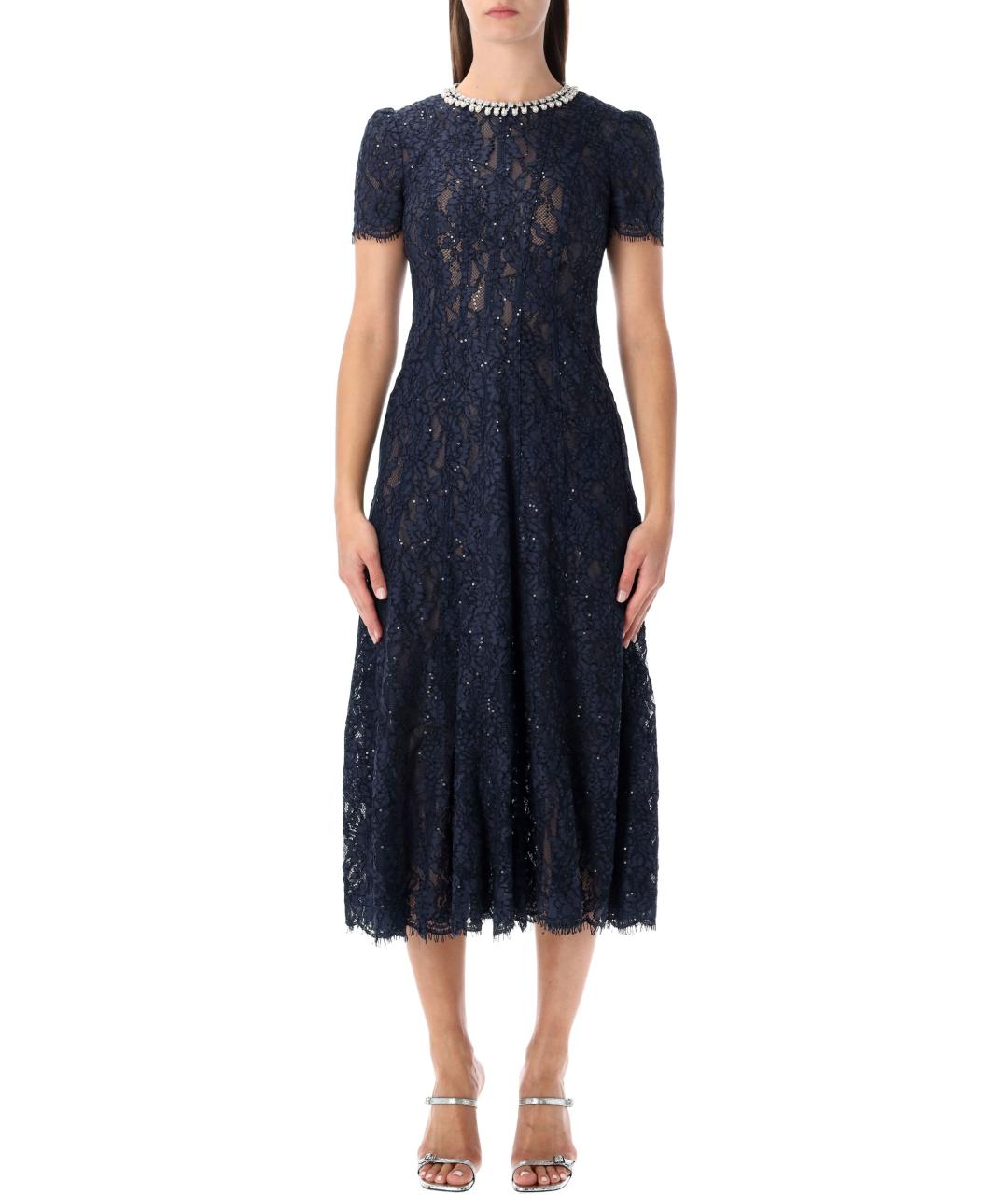 SELF-PORTRAIT Синее вискозное вечернее платье, фото 2