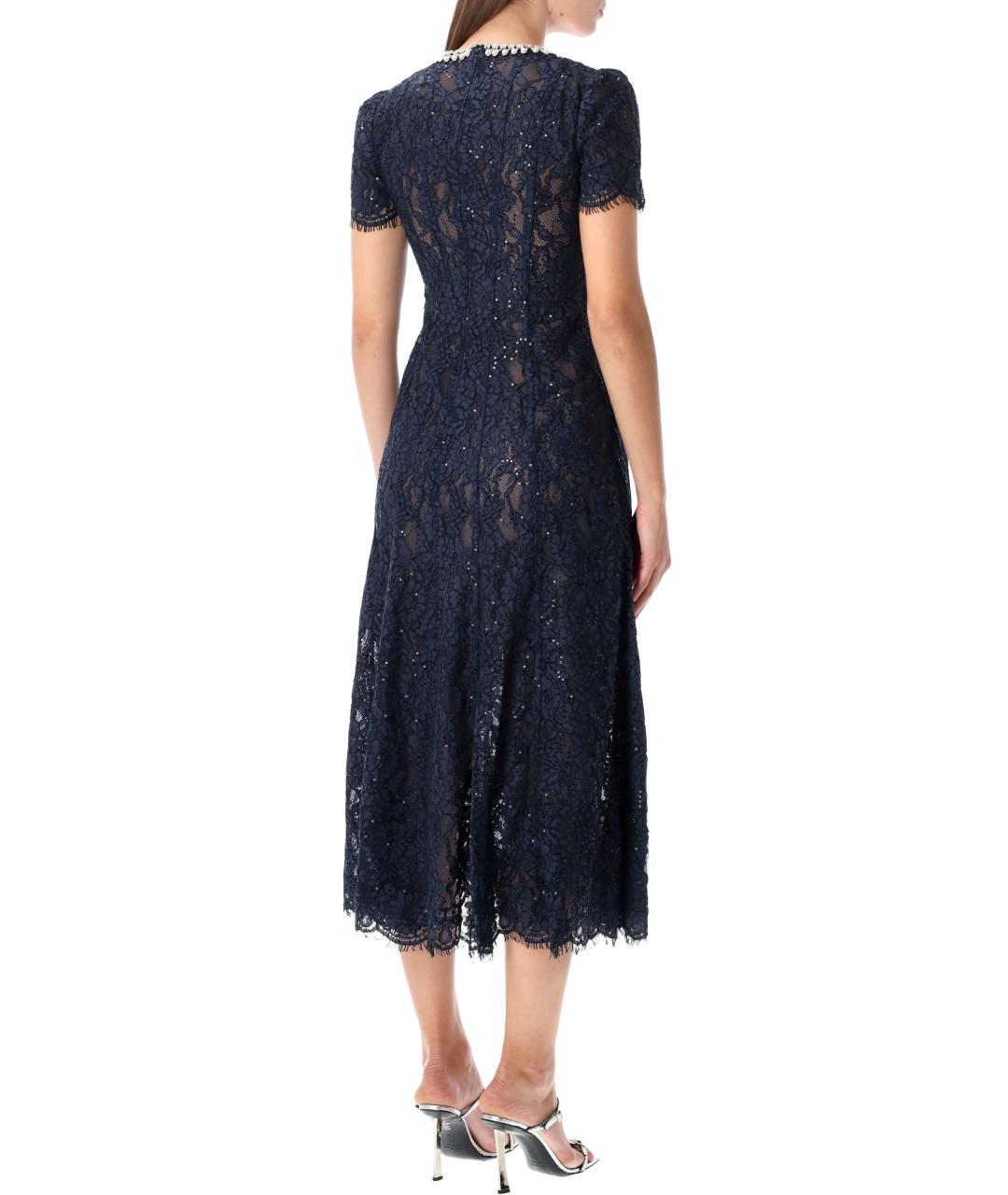 SELF-PORTRAIT Синее вискозное вечернее платье, фото 3