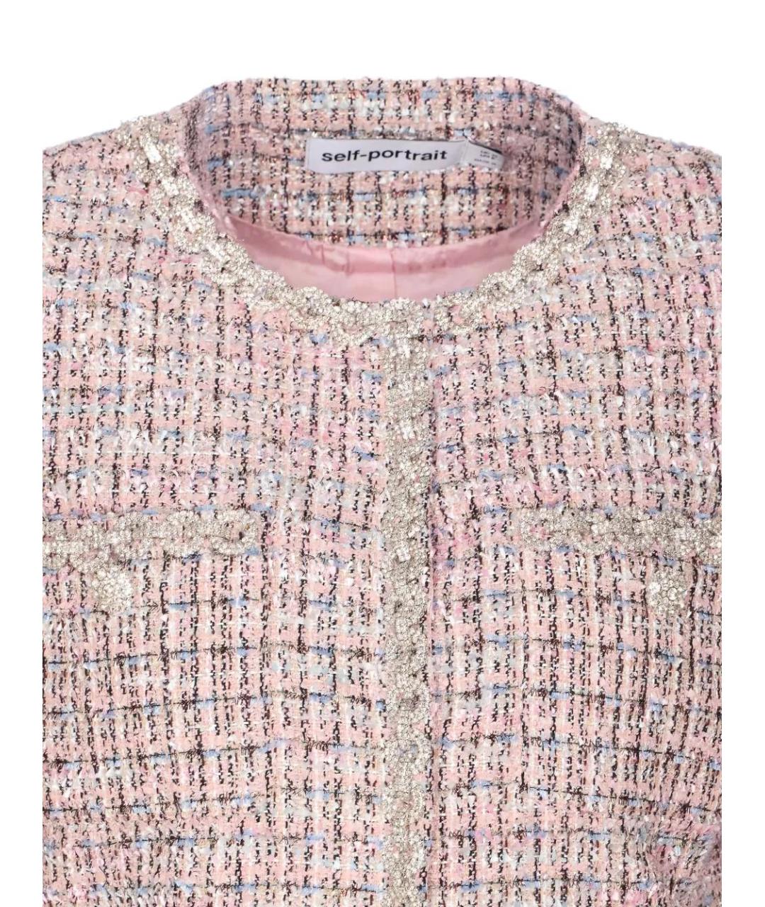 SELF-PORTRAIT Розовый твидовый жакет/пиджак, фото 4