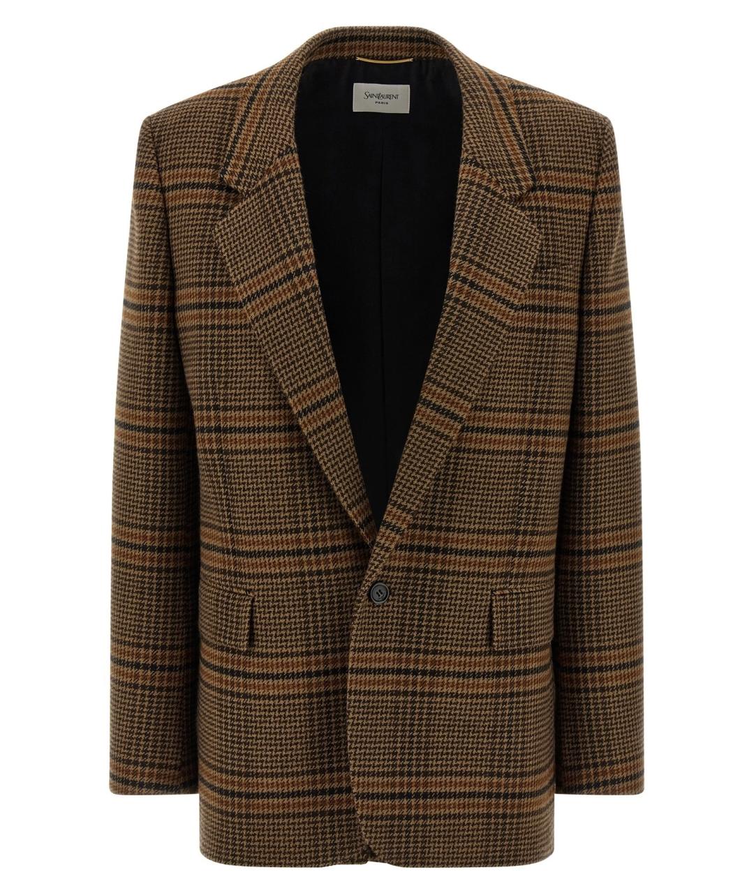 SAINT LAURENT Коричневый шерстяной жакет/пиджак, фото 1