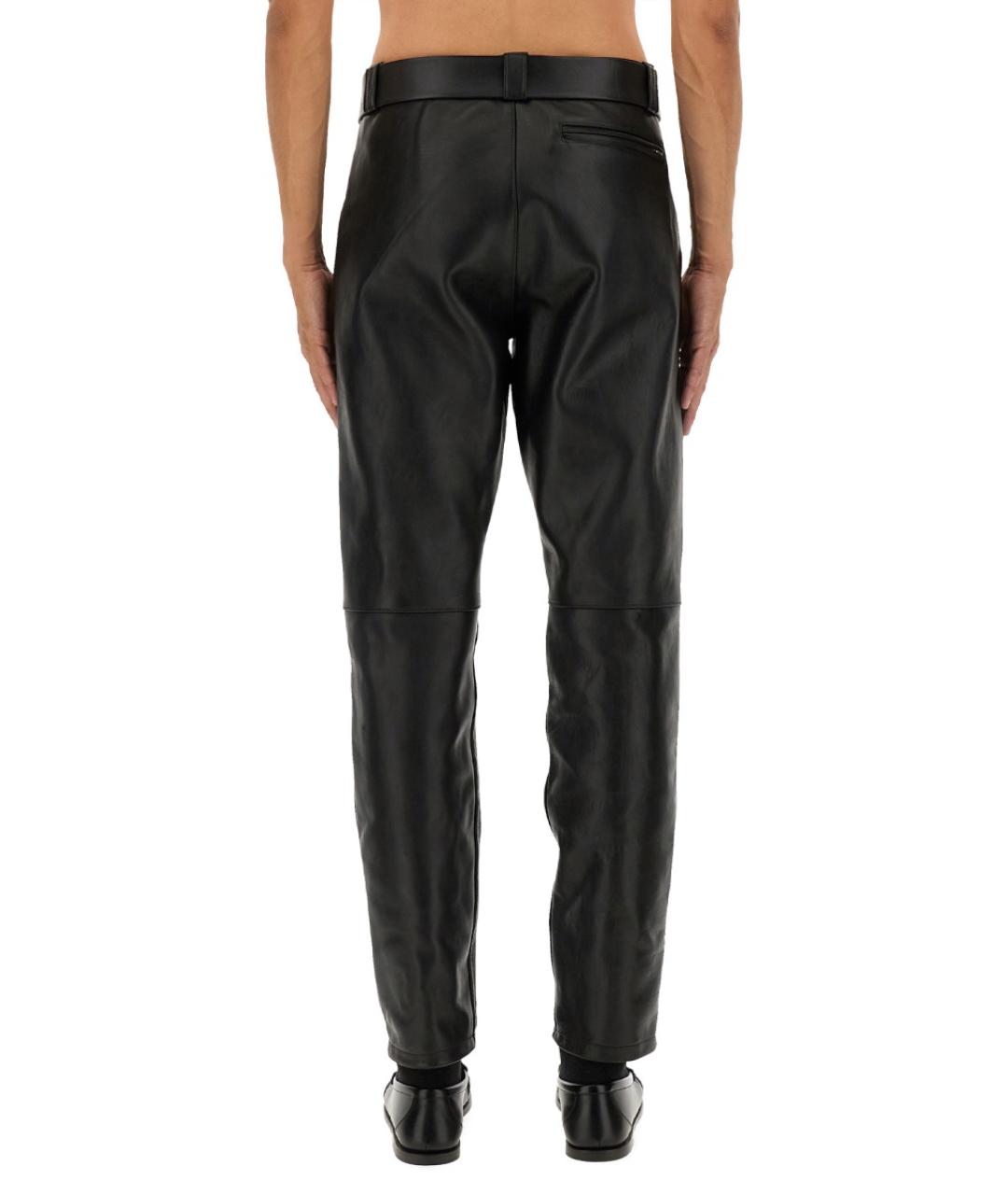 SAINT LAURENT Черные кожаные повседневные брюки, фото 4