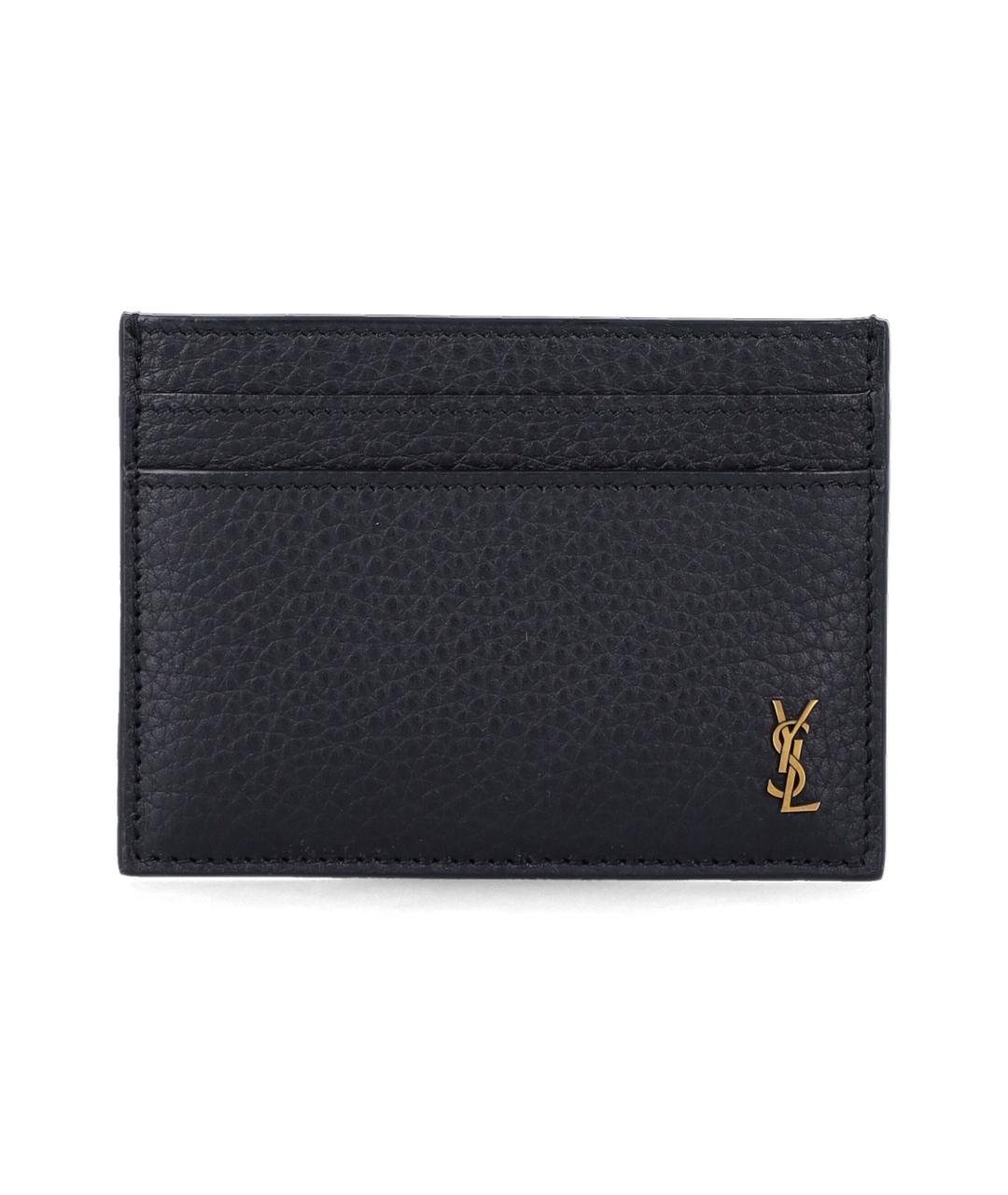 SAINT LAURENT Черный кожаный кардхолдер, фото 1