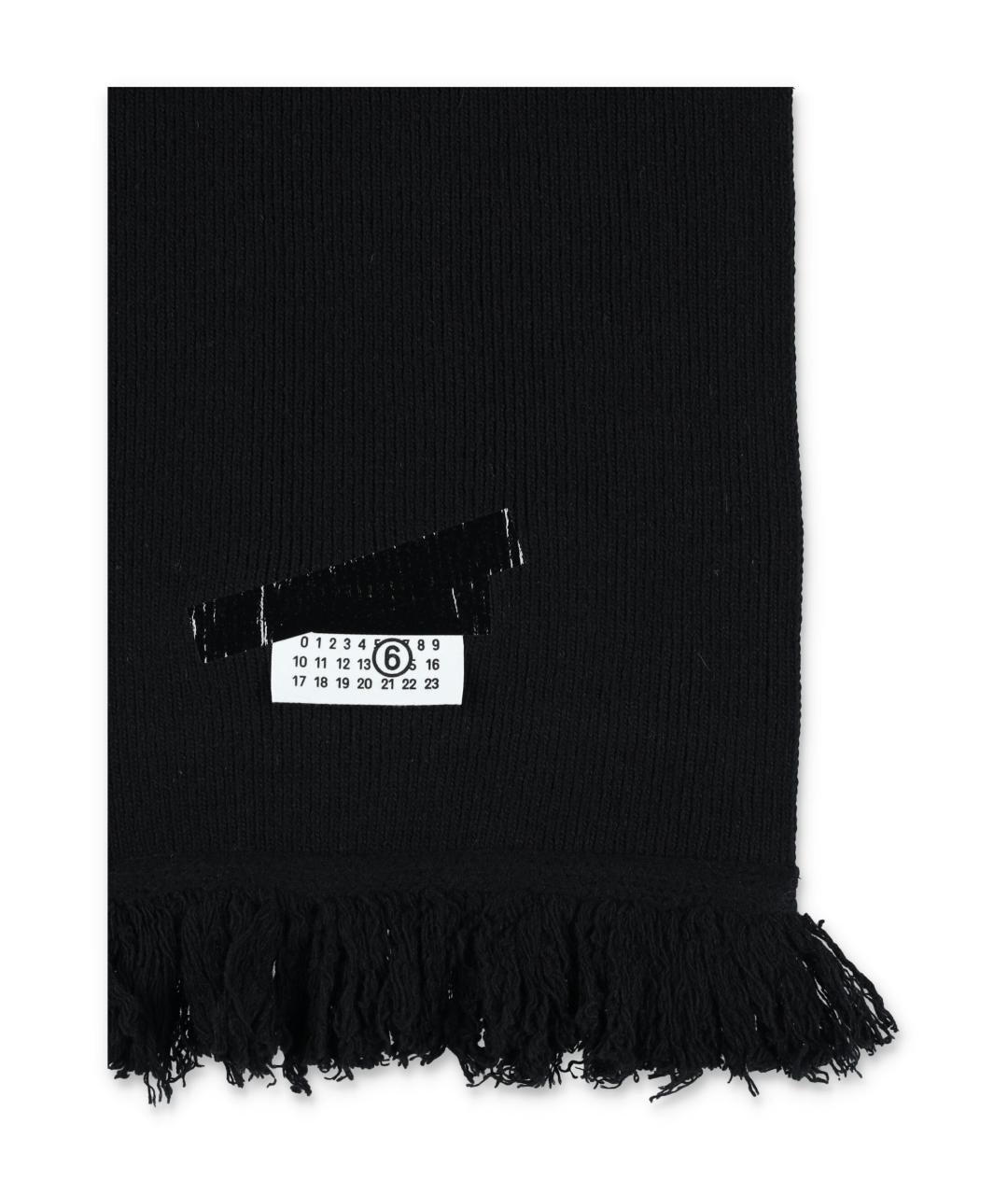 MM6 MAISON MARGIELA Черный шерстяной шарф, фото 3