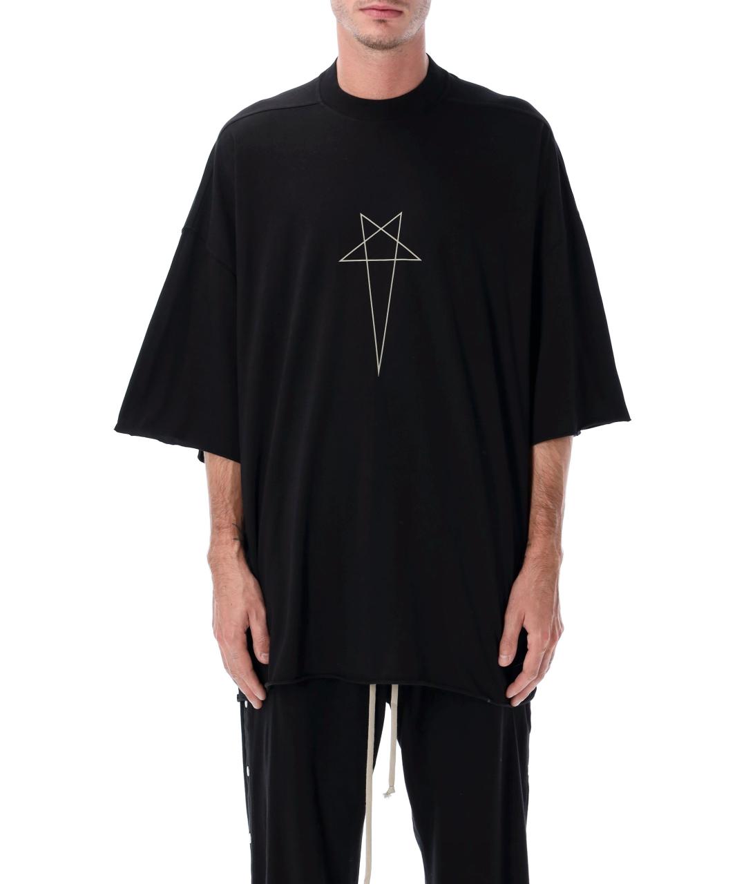 RICK OWENS Черная хлопковая футболка, фото 4