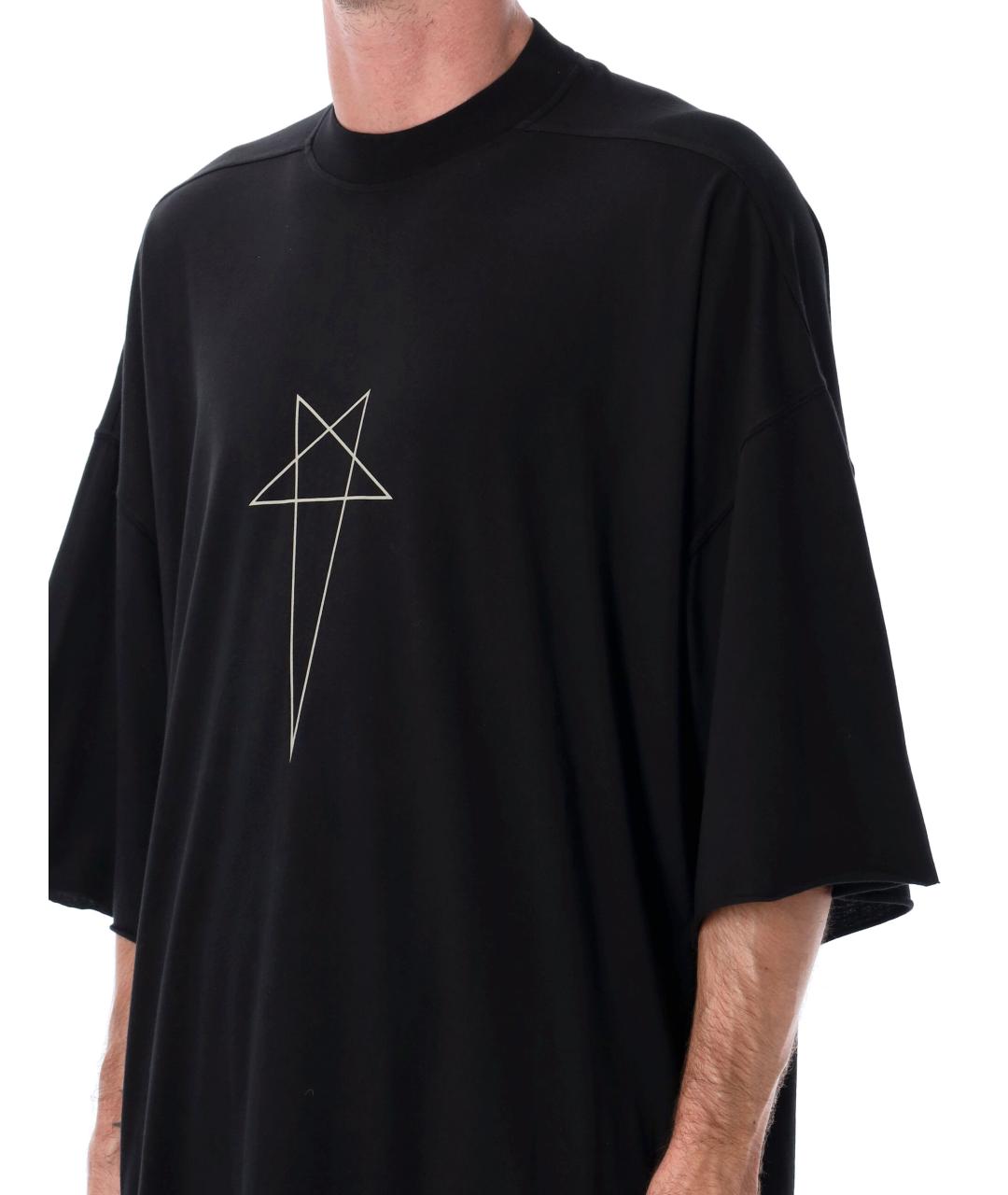 RICK OWENS Черная хлопковая футболка, фото 3