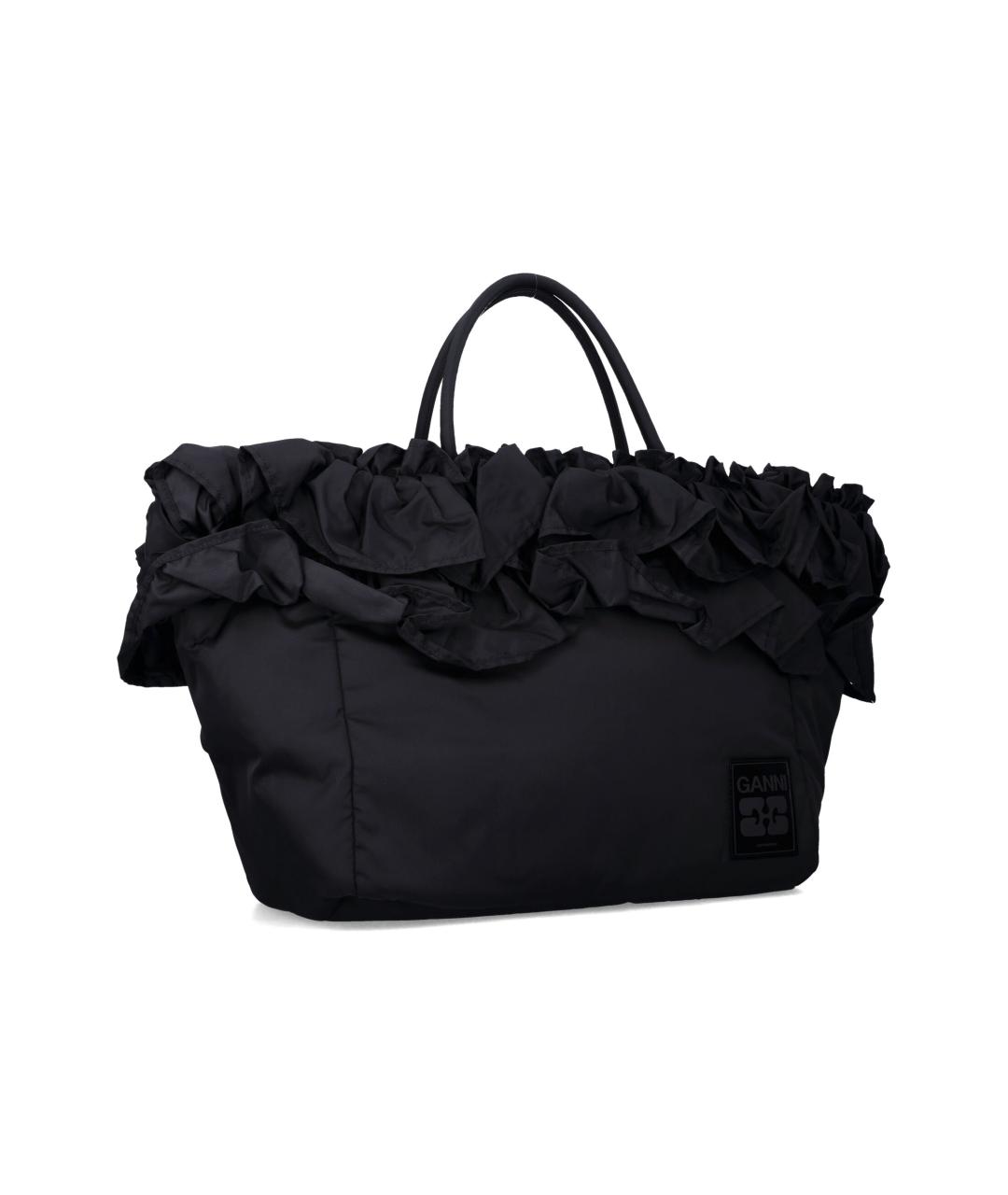 GANNI Черная синтетическая сумка тоут, фото 2