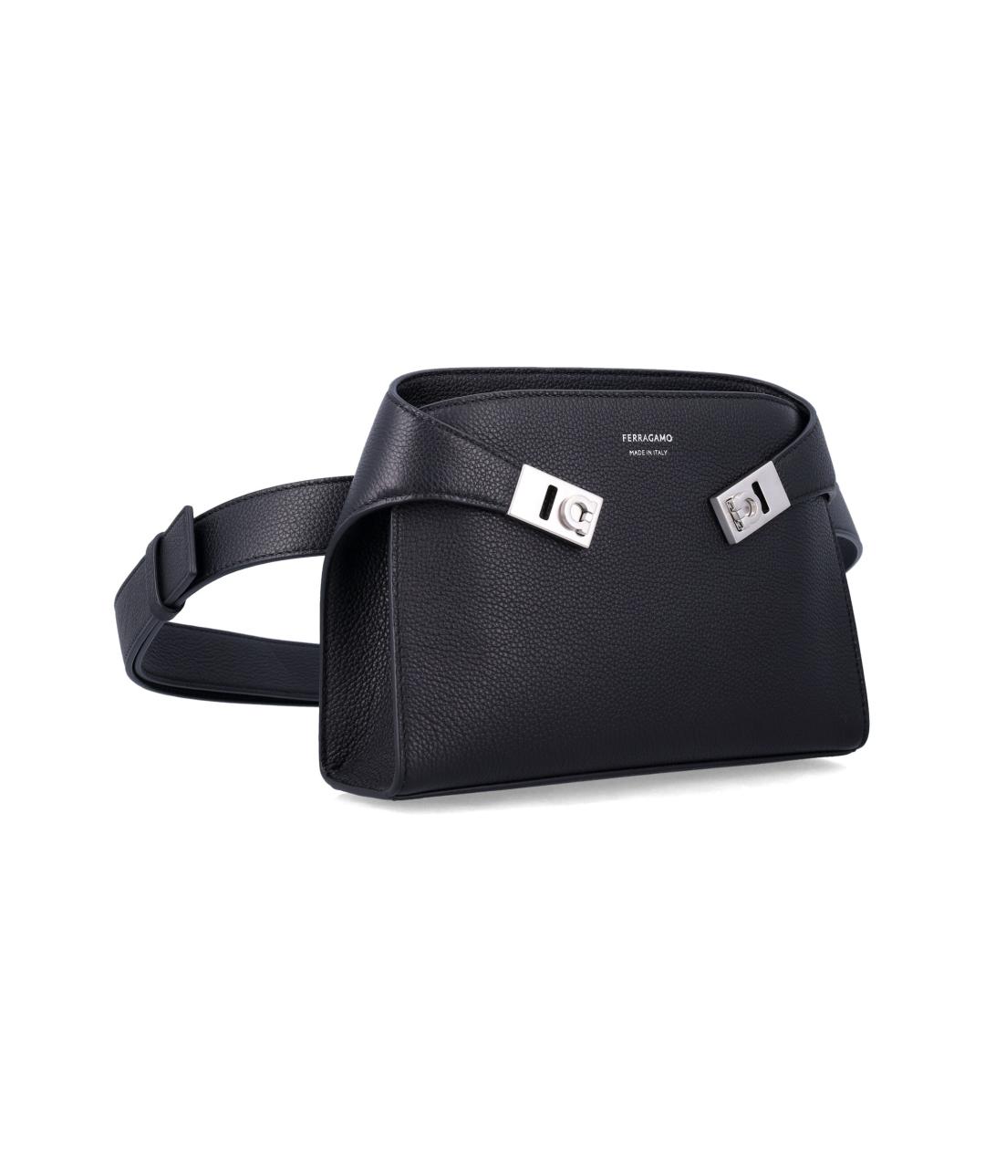 FERRAGAMO Черная кожаная поясная сумка, фото 2