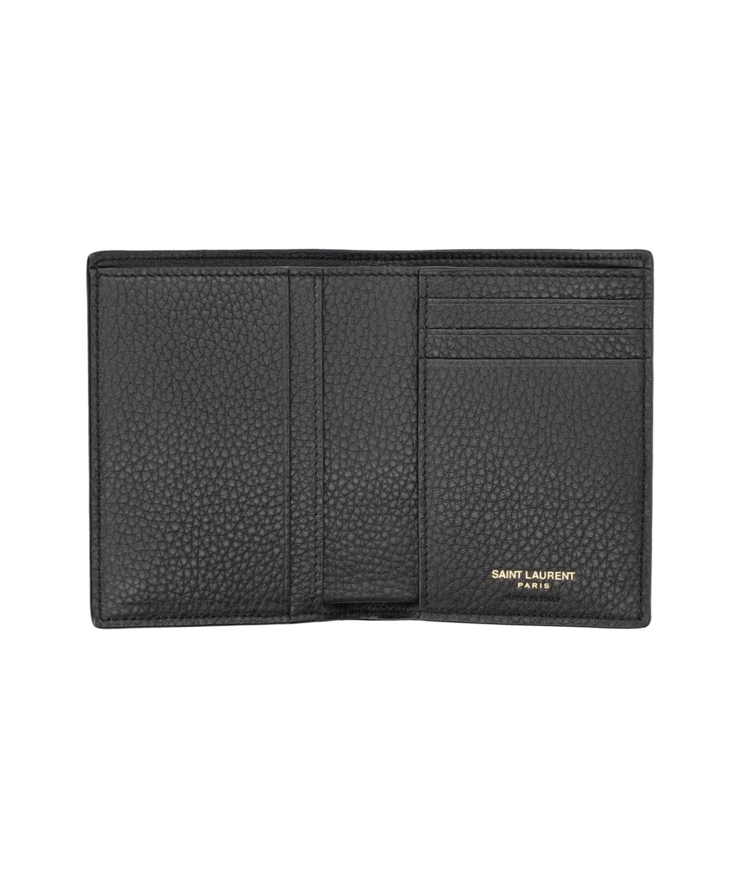 SAINT LAURENT Черный кожаный кошелек, фото 3