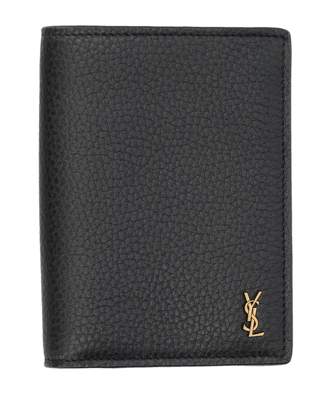 SAINT LAURENT Черный кожаный кошелек, фото 1