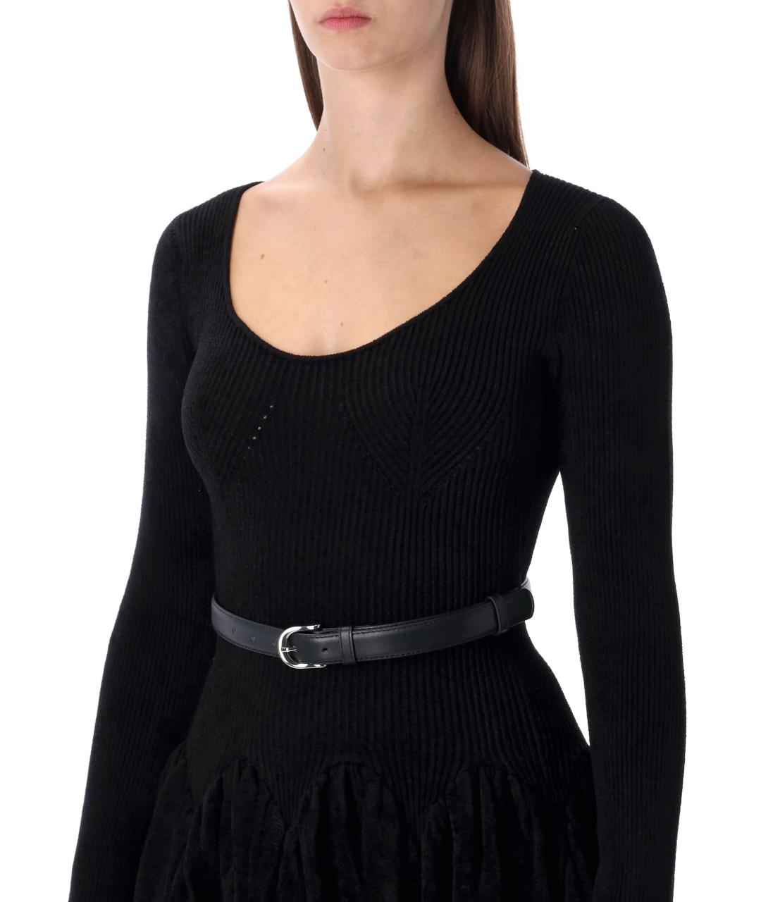 SELF-PORTRAIT Черное вискозное повседневное платье, фото 4