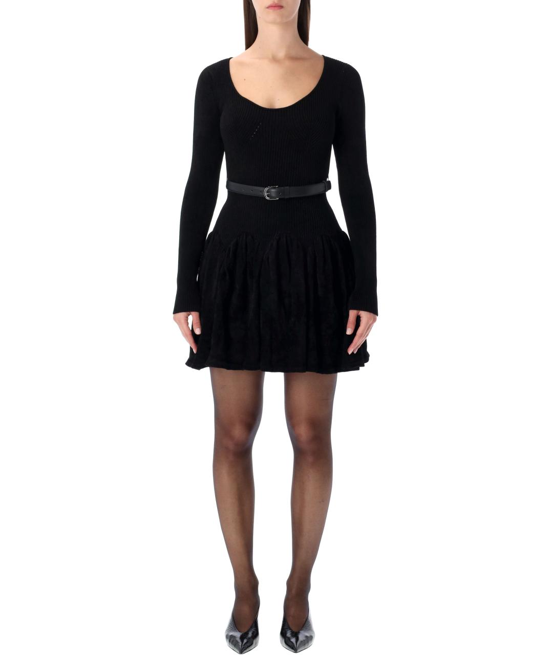 SELF-PORTRAIT Черное вискозное повседневное платье, фото 2