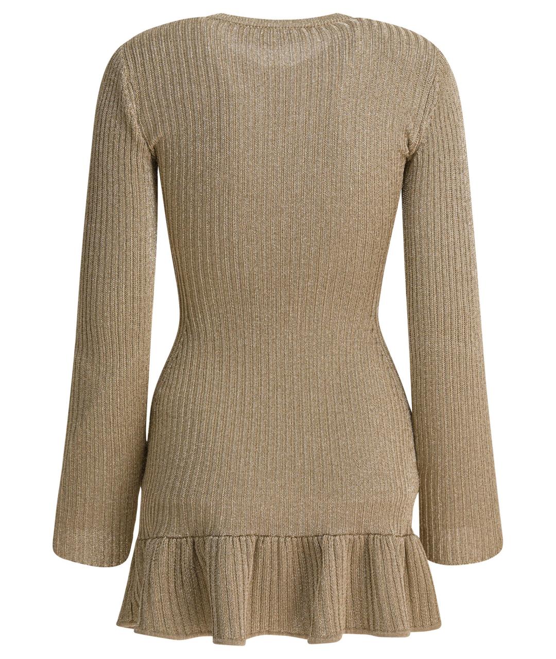 SELF-PORTRAIT Золотое вискозное повседневное платье, фото 2