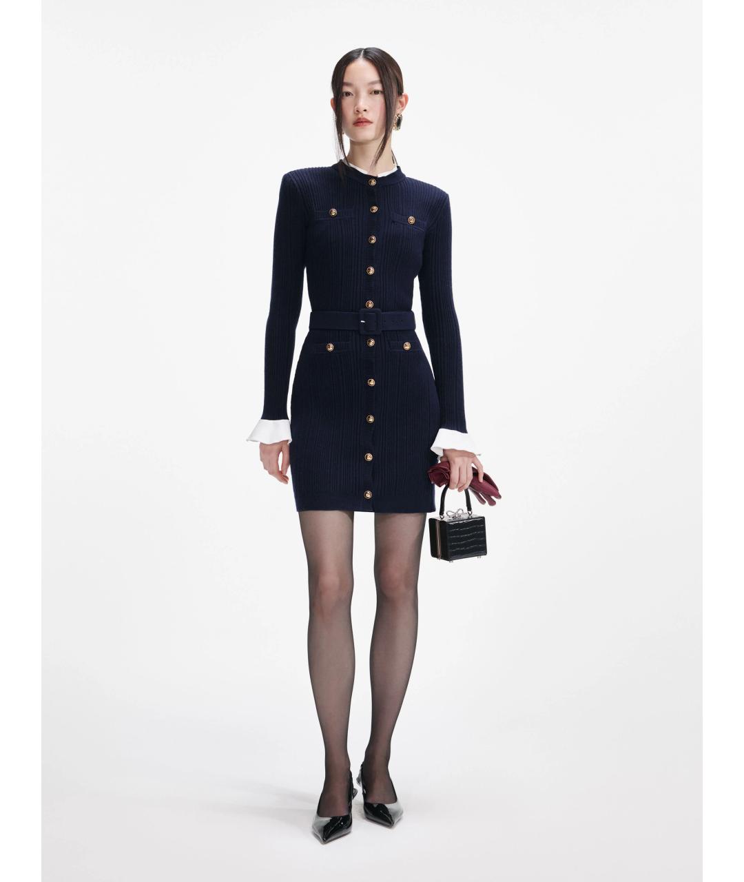 SELF-PORTRAIT Синее полиамидовое повседневное платье, фото 2