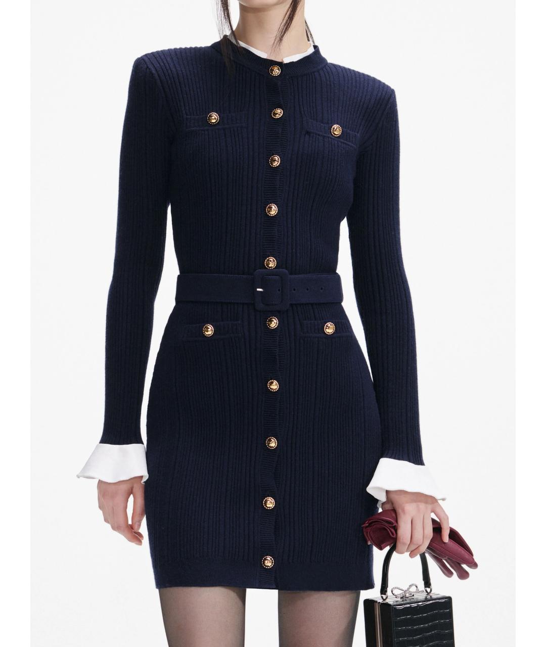 SELF-PORTRAIT Синее полиамидовое повседневное платье, фото 5