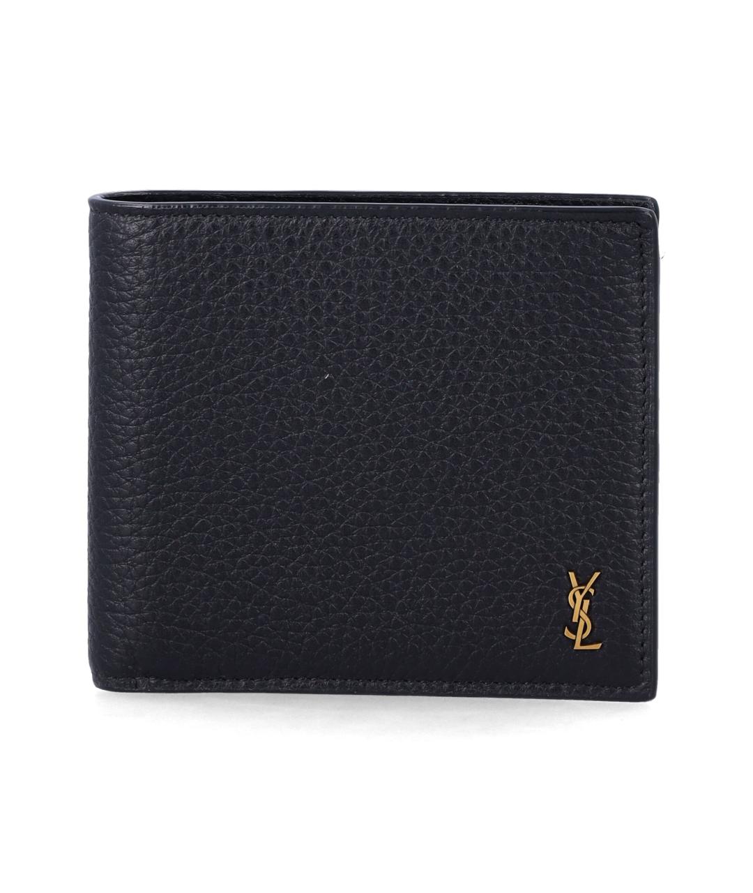 SAINT LAURENT Черный кожаный кошелек, фото 1