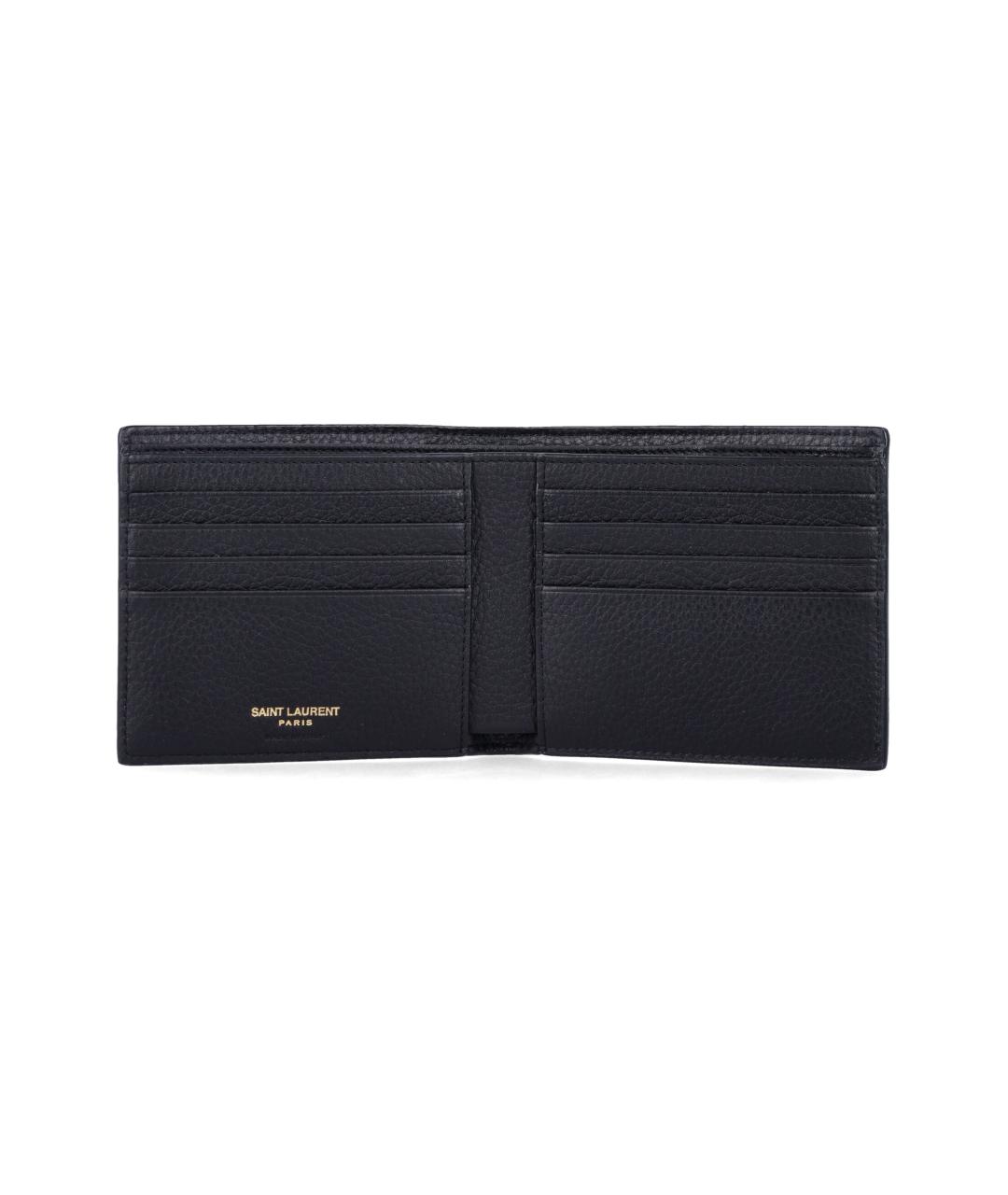 SAINT LAURENT Черный кожаный кошелек, фото 3