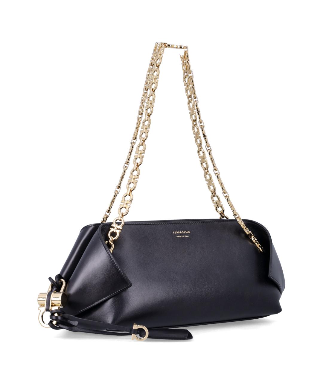 FERRAGAMO Черная кожаная сумка через плечо, фото 2