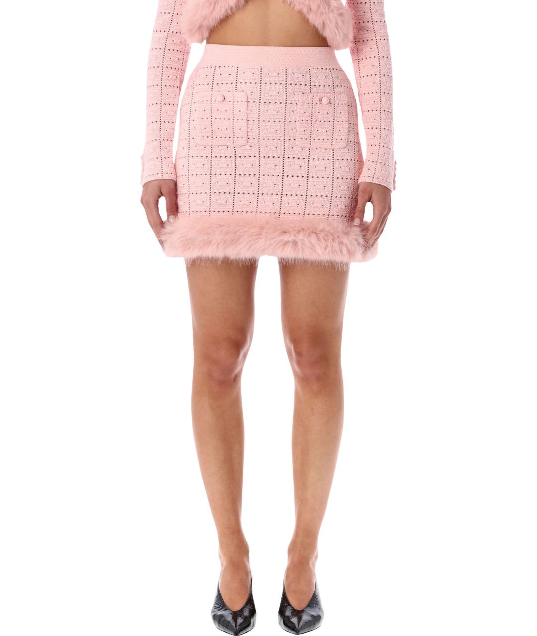 SELF-PORTRAIT Розовая хлопковая юбка мини, фото 4