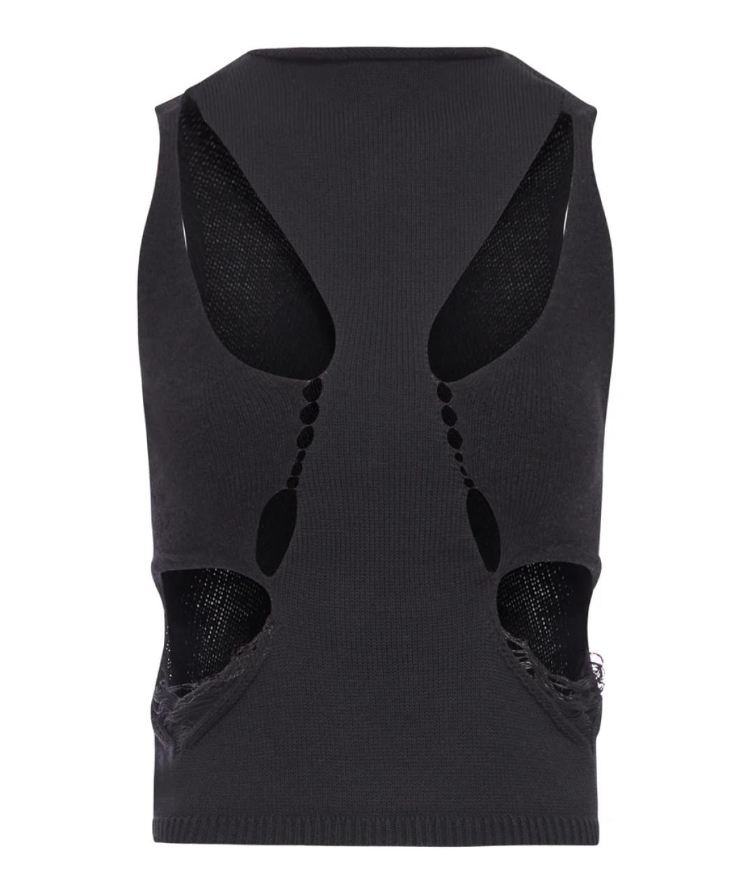 RICK OWENS Черная шерстяная майка, фото 1