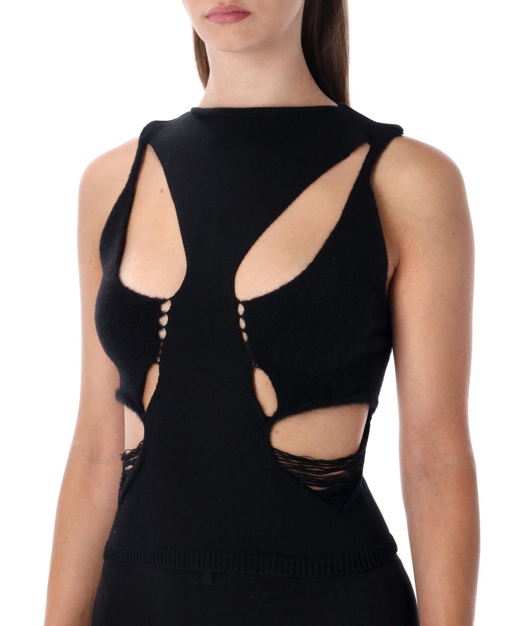 RICK OWENS Черная шерстяная майка, фото 4