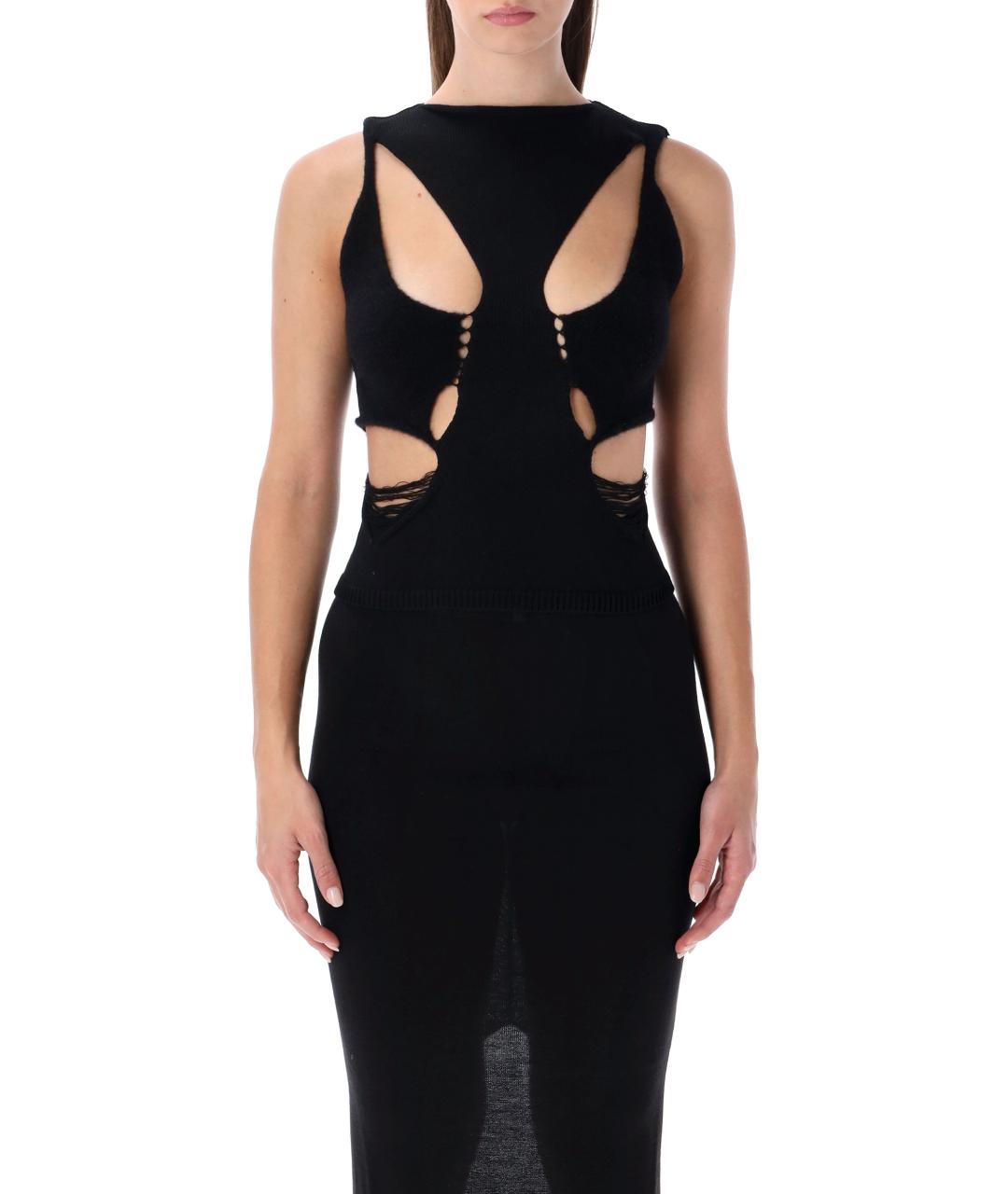 RICK OWENS Черная шерстяная майка, фото 2