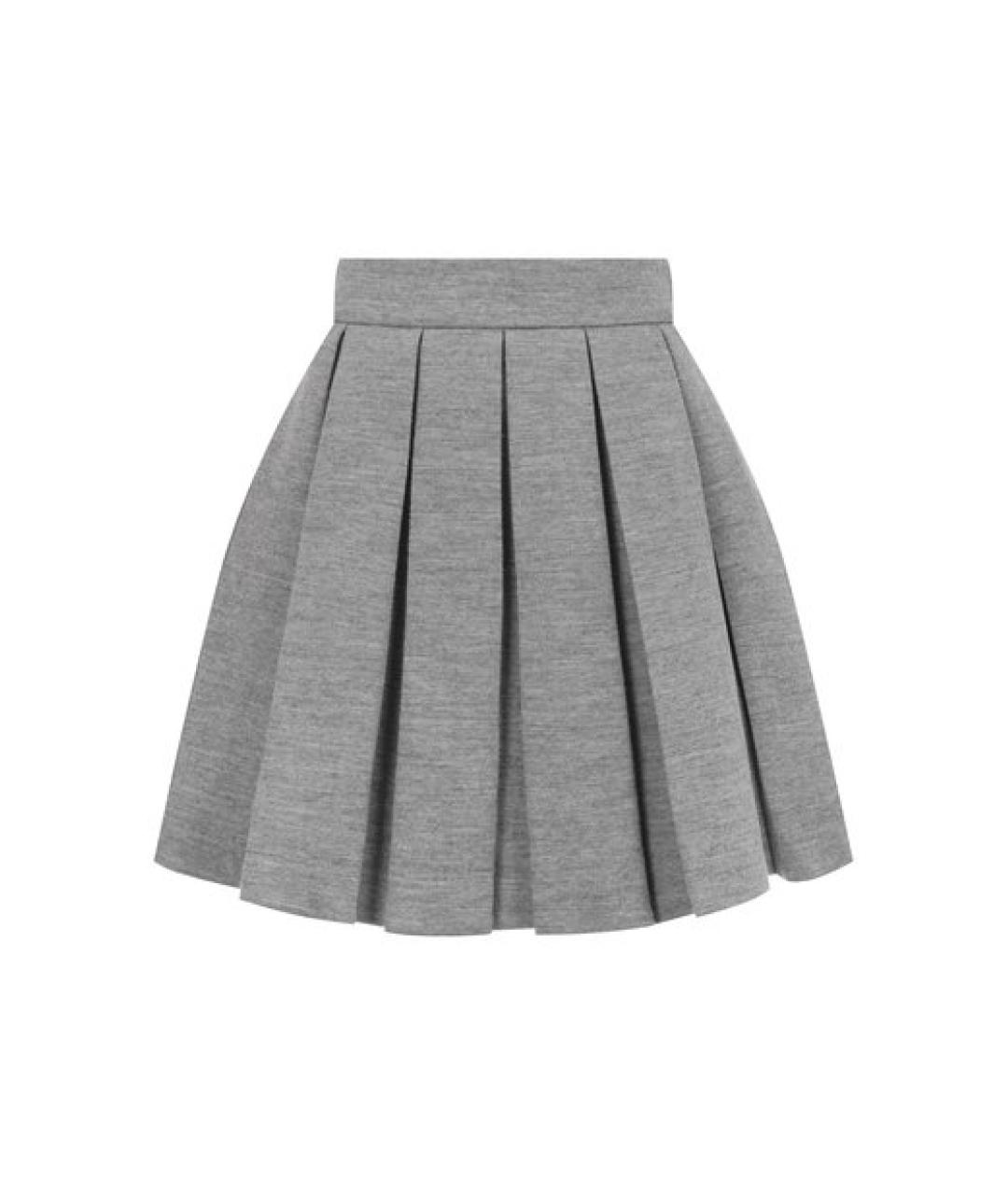 BALMAIN Серая шерстяная юбка мини, фото 1