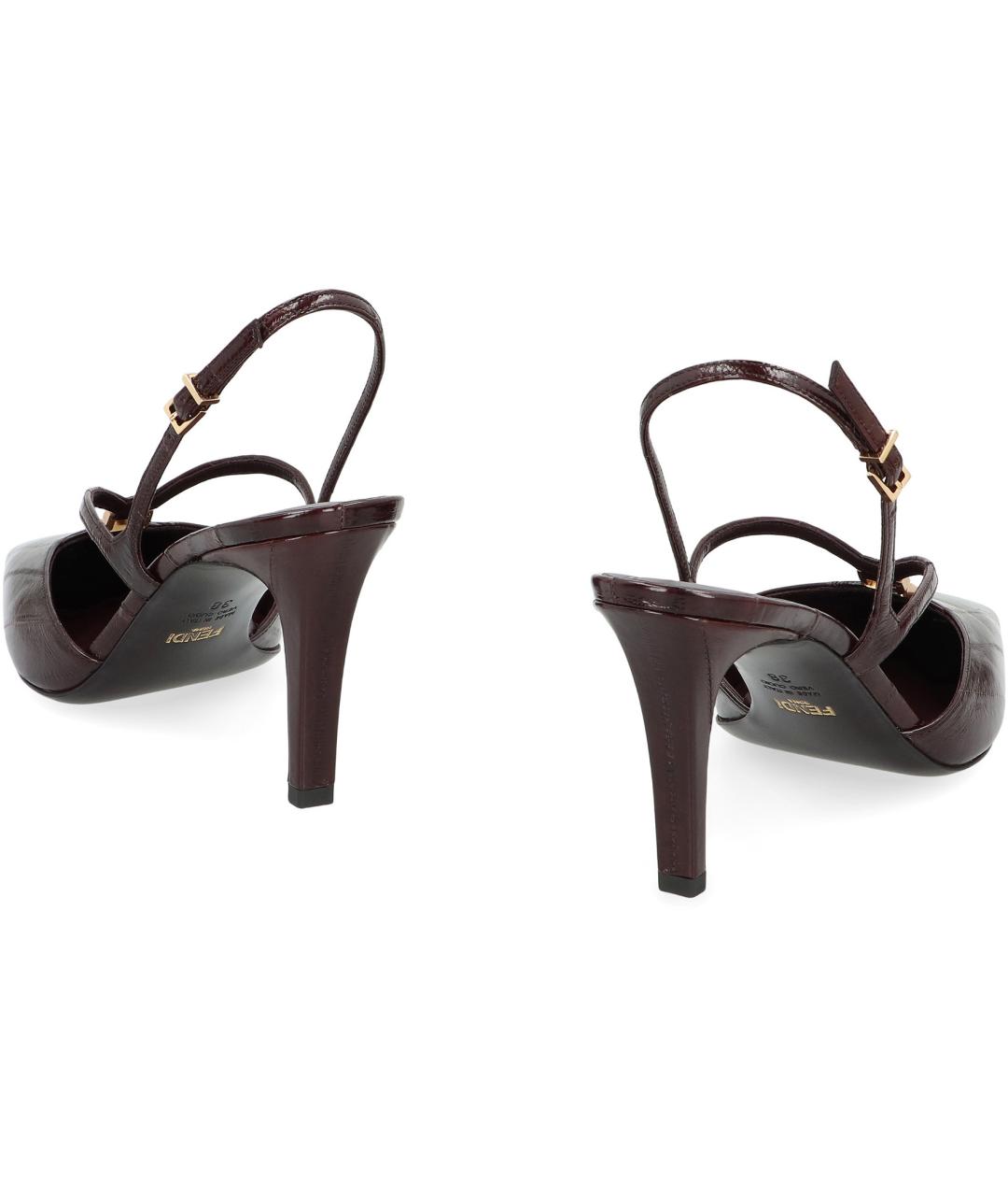 FENDI Коричневые кожаные туфли, фото 4