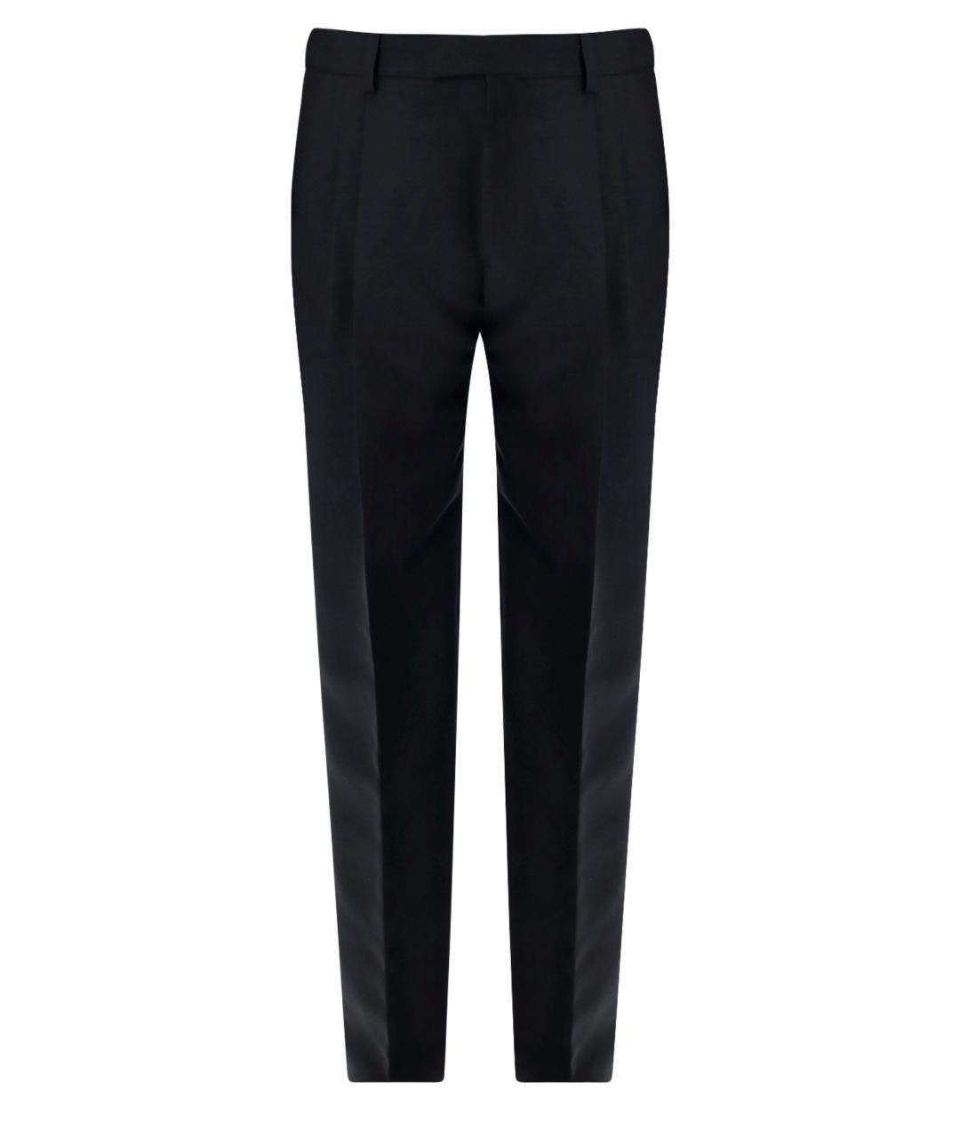FERRAGAMO Черные шерстяные классические брюки, фото 1