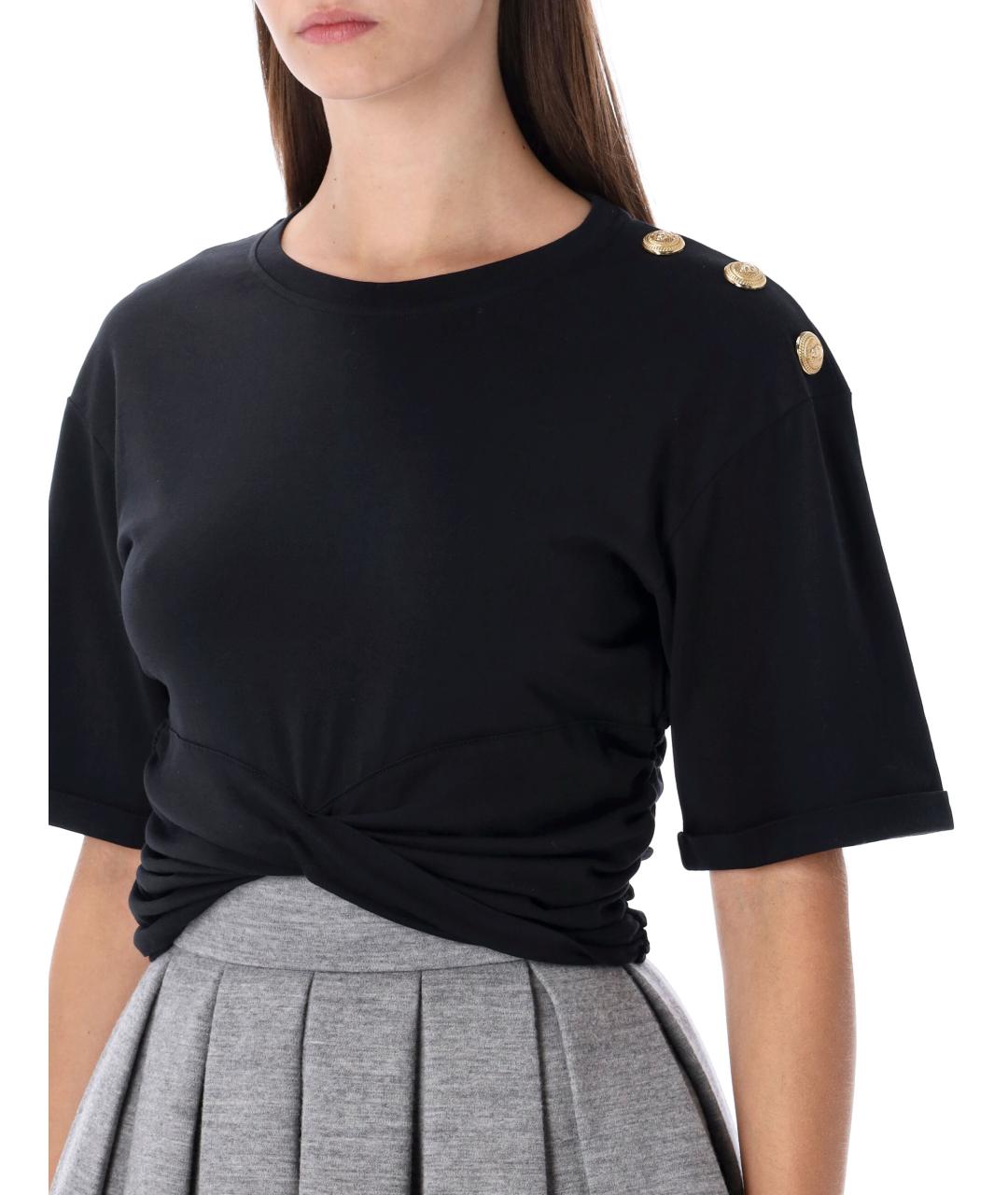 BALMAIN Черная хлопковая футболка, фото 3