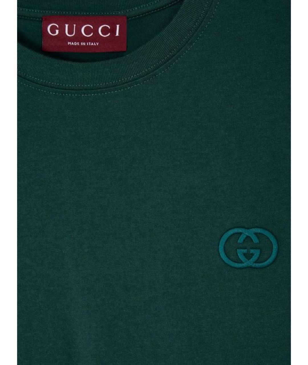 GUCCI Зеленая хлопковая футболка, фото 2