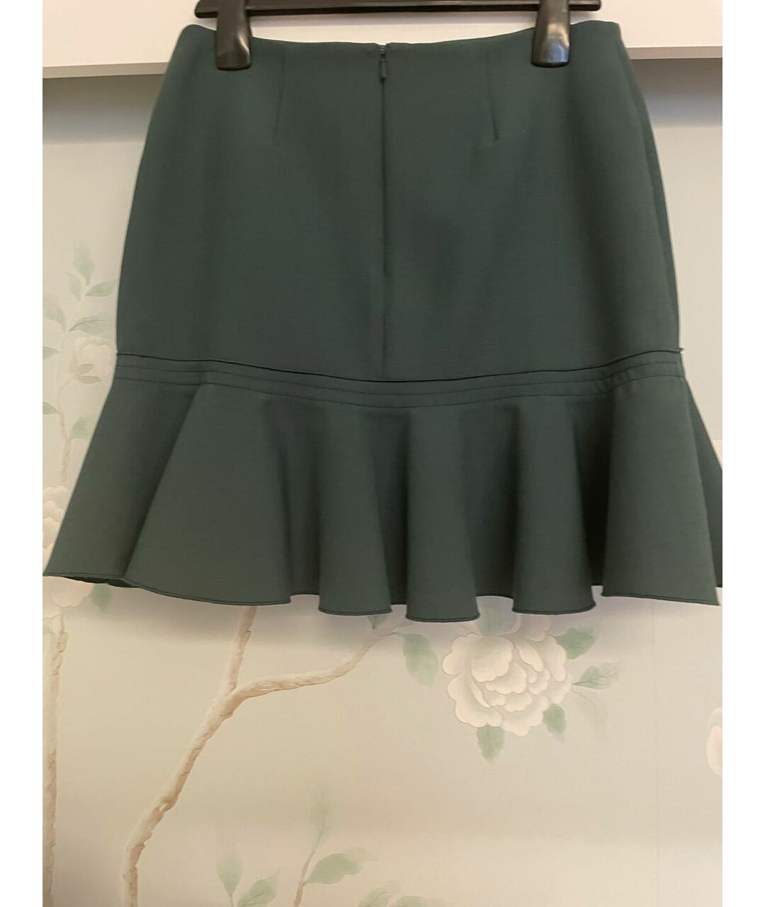 VICTORIA VICTORIA BECKHAM Зеленая шерстяная юбка мини, фото 3