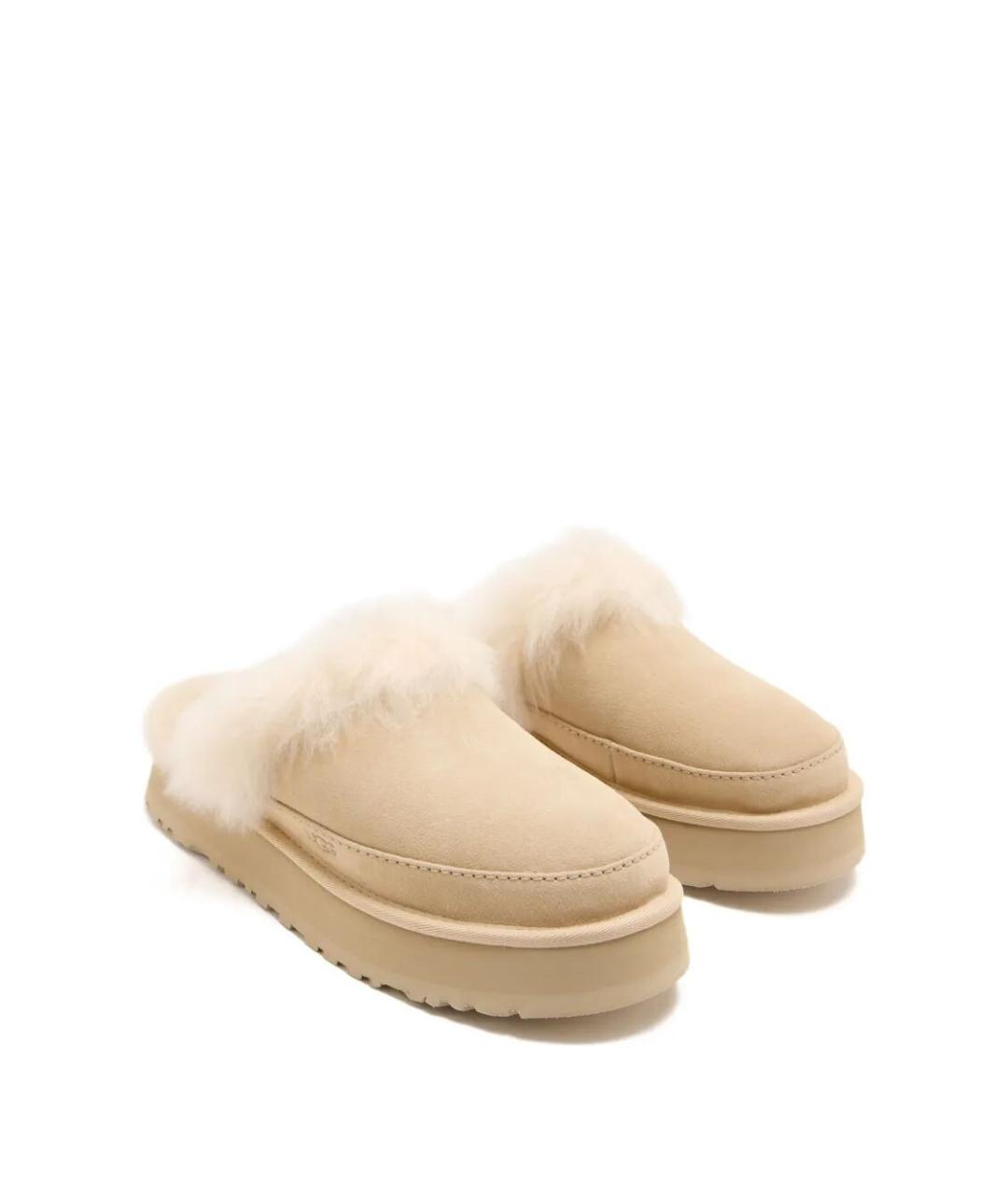 UGG AUSTRALIA Бежевые кожаные сабо, фото 3