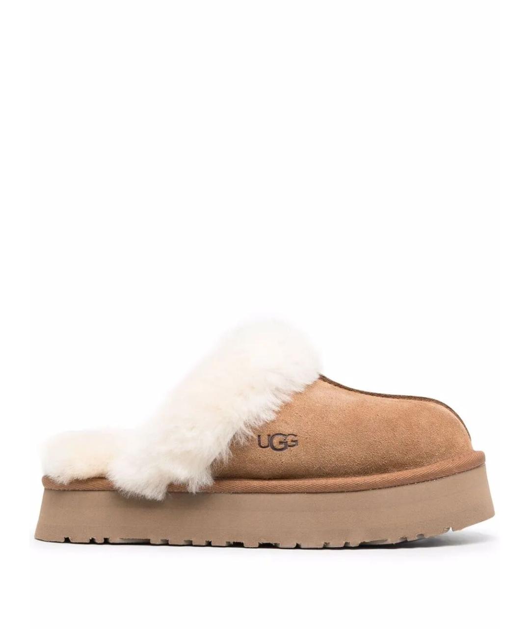 UGG AUSTRALIA Коричневые кожаные сабо, фото 3