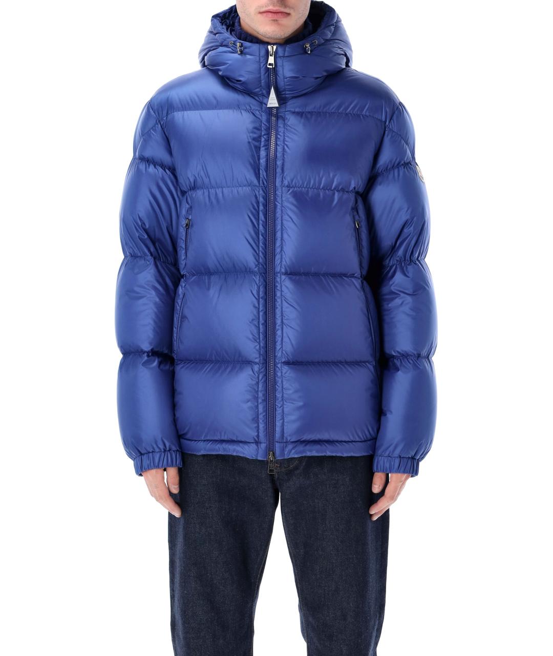 MONCLER Синий полиамидовый пуховик, фото 2