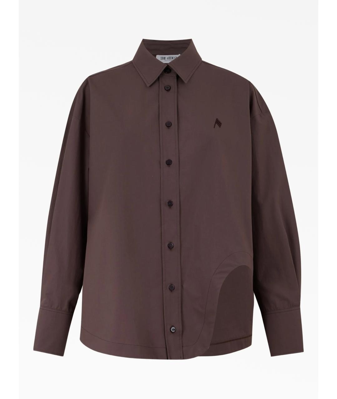THE ATTICO Коричневая хлопковая рубашка, фото 6