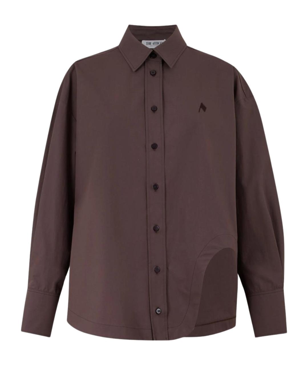 THE ATTICO Коричневая хлопковая рубашка, фото 1