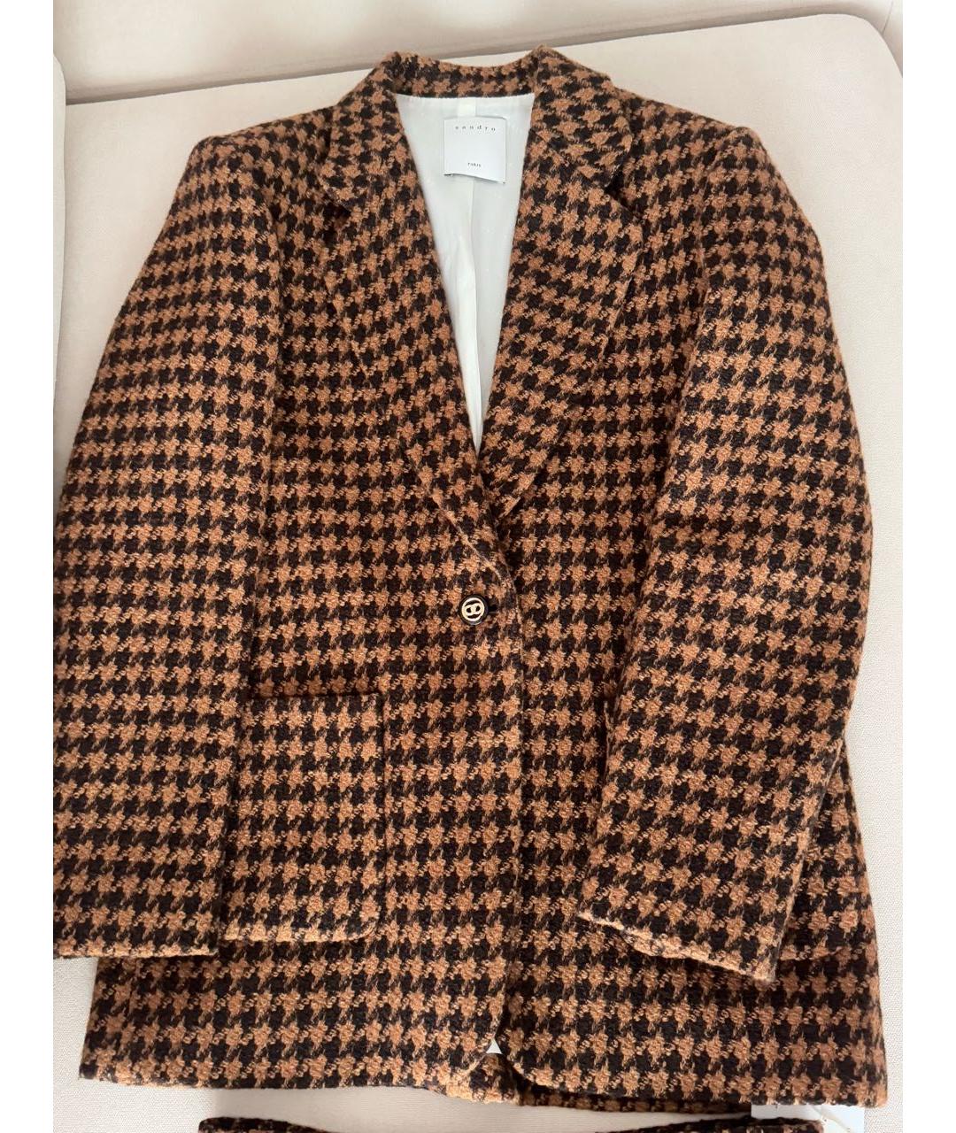 SANDRO Коричневый шерстяной костюм с юбками, фото 2