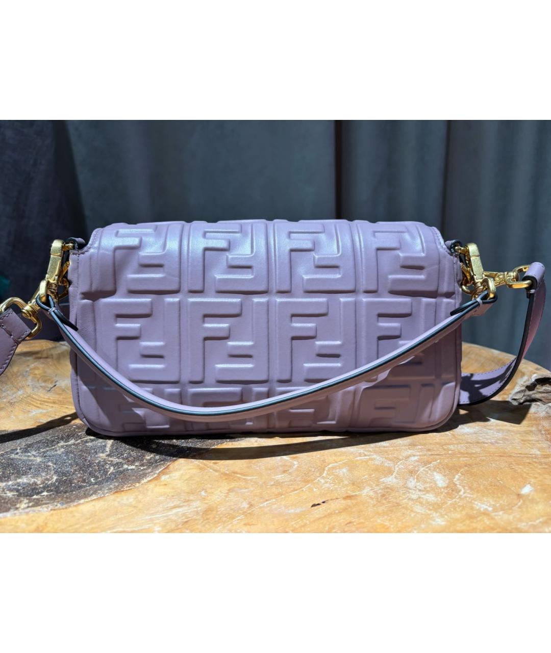 FENDI Розовая кожаная сумка через плечо, фото 3