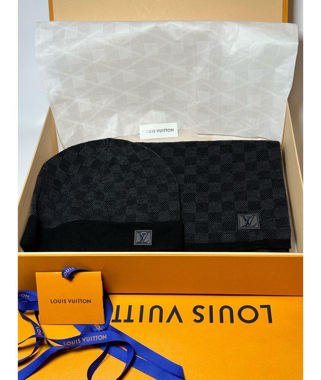 LOUIS VUITTON Черная шерстяная шапка, фото 4