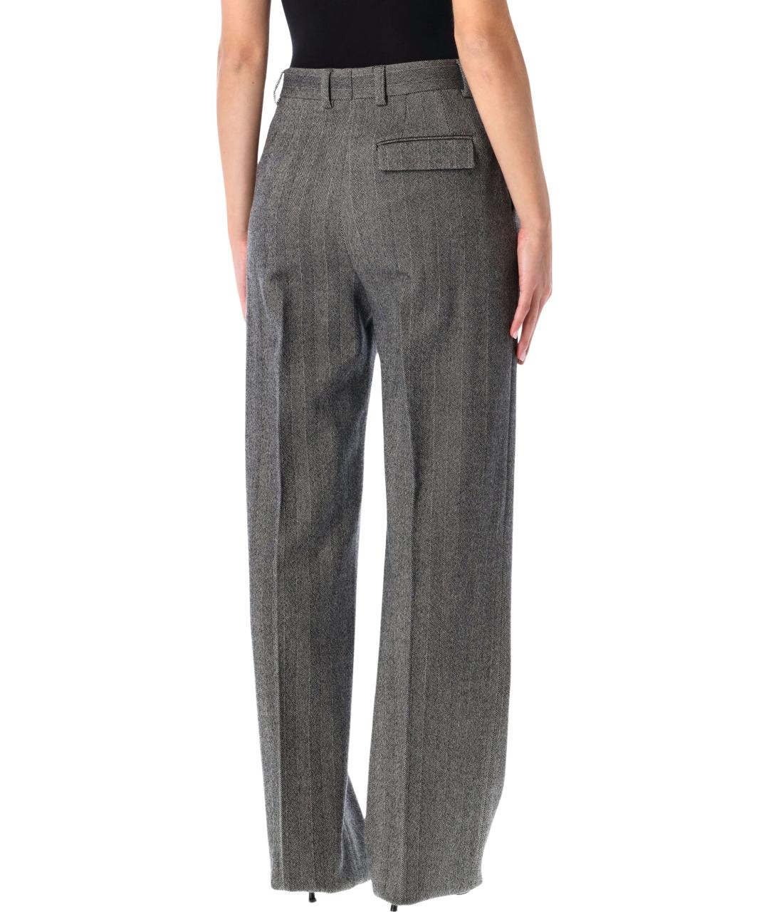 FERRAGAMO Серые шерстяные прямые брюки, фото 2