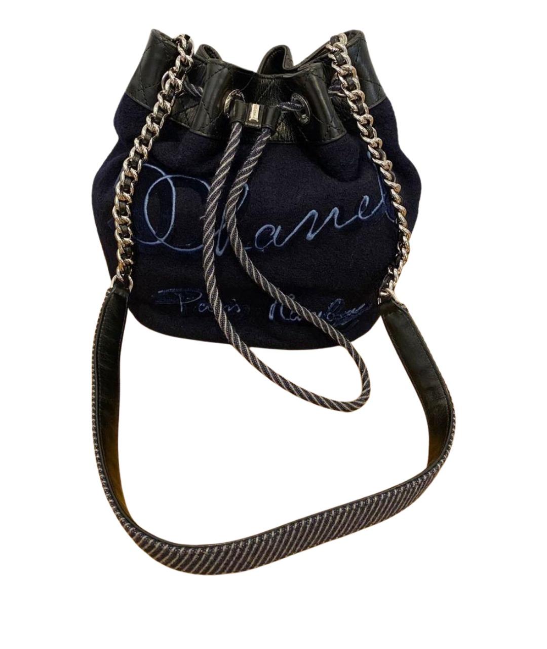 CHANEL Темно-синяя тканевая сумка через плечо, фото 1