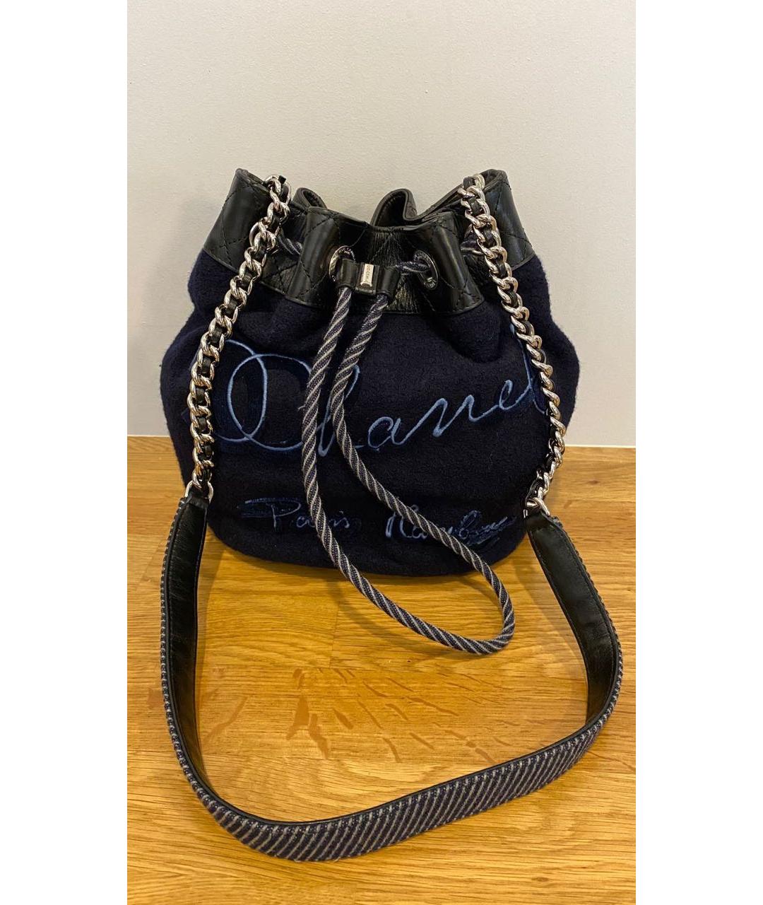 CHANEL Темно-синяя тканевая сумка через плечо, фото 8