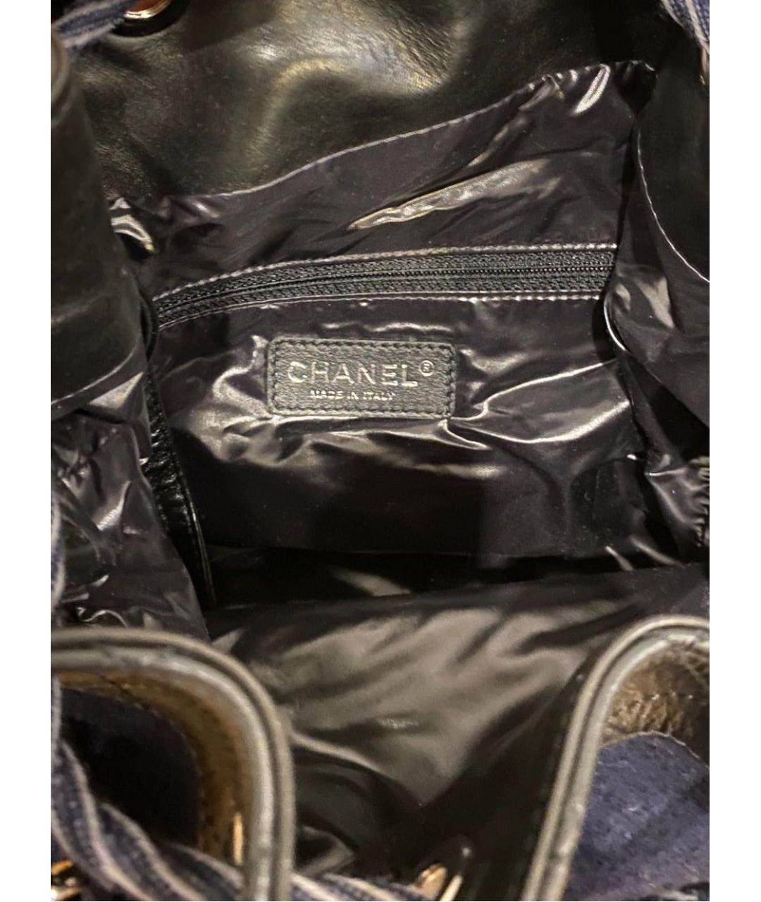 CHANEL Темно-синяя тканевая сумка через плечо, фото 4