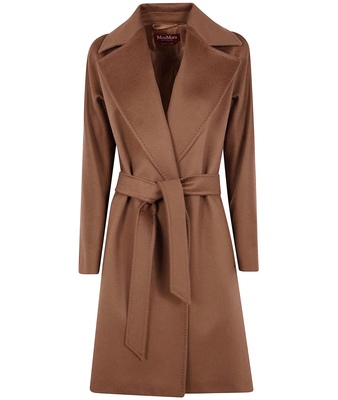 MAX MARA STUDIO Коричневое шерстяное пальто, фото 1