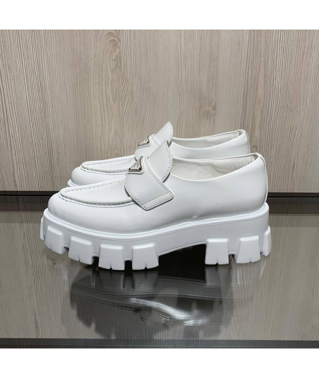 PRADA Белые кожаные лоферы, фото 8